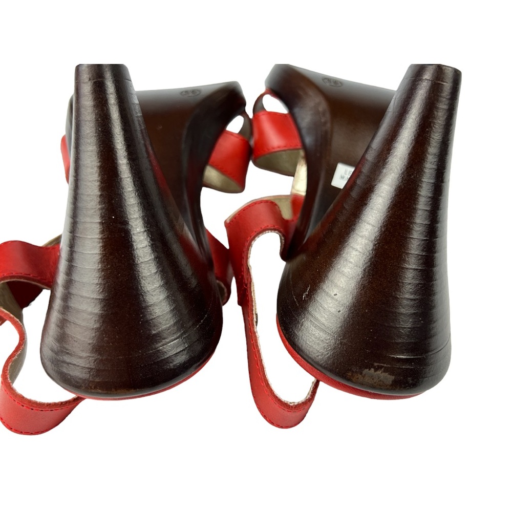 Sundance Rust Color Leather T-Strap Platform Heel… - image 6